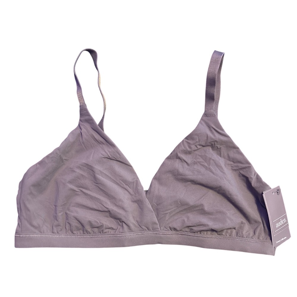 NEW Auden Luxe Stretch Mauve Gray Unlined Triangle Wireless Bralette XL